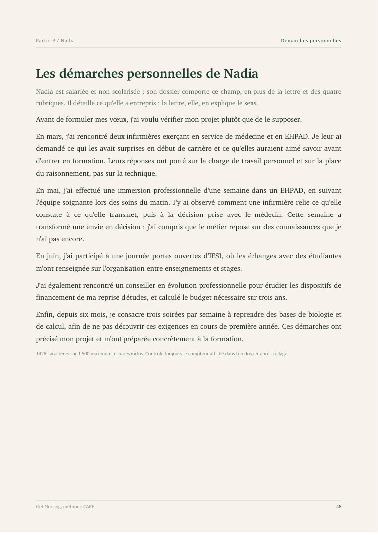 Aperçu du guide : Les démarches personnelles de Nadia