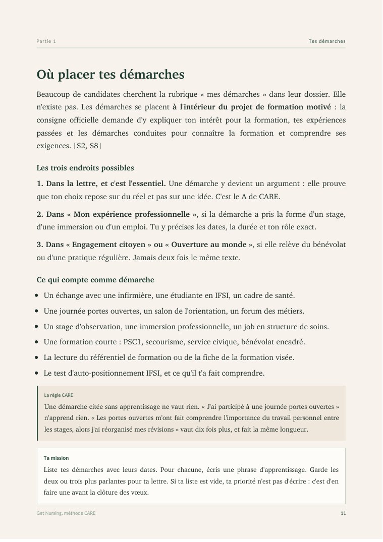 Aperçu du guide : Où placer tes démarches
